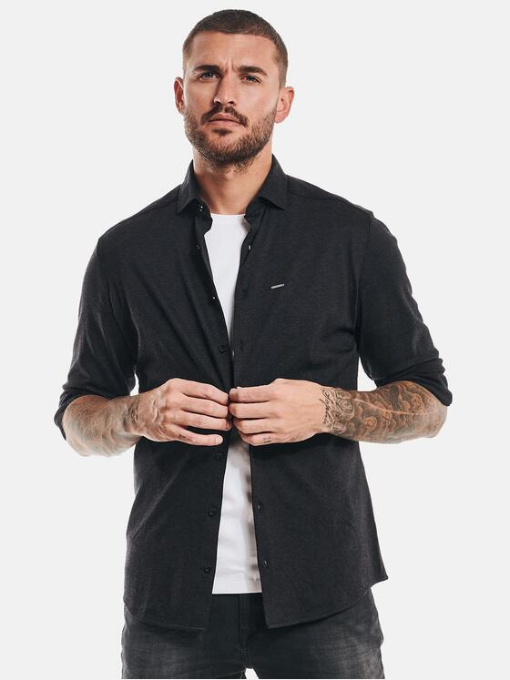 emilio adani Herren Langarm-Hemd in Jersey-Qualität Grau 32885