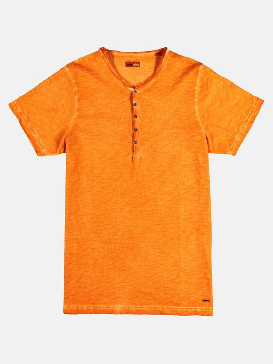 emilio adani Herren Henley T-Shirt mit spannendem Farbeffekt Orange 29683