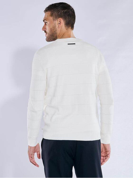 emilio adani Herren Pullover strukuriert Weiß 38217