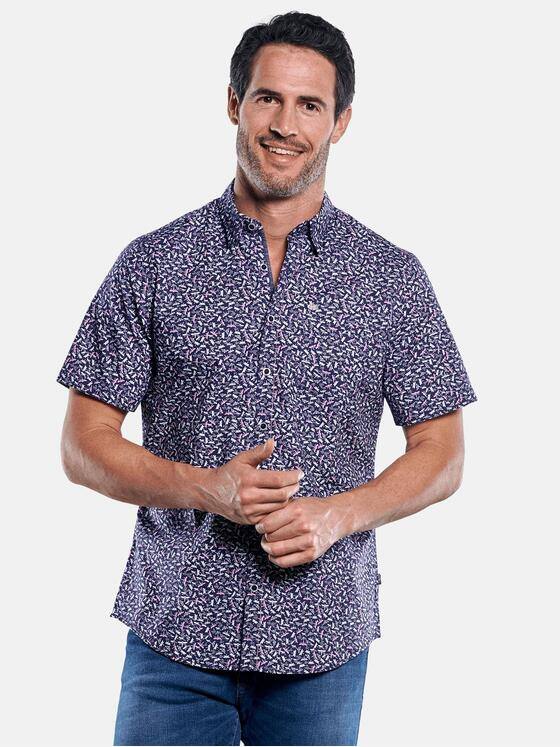 engbers Herren Modische Comfort-Stretch-Hemd mit Libellen-Print Saphirblau 29635