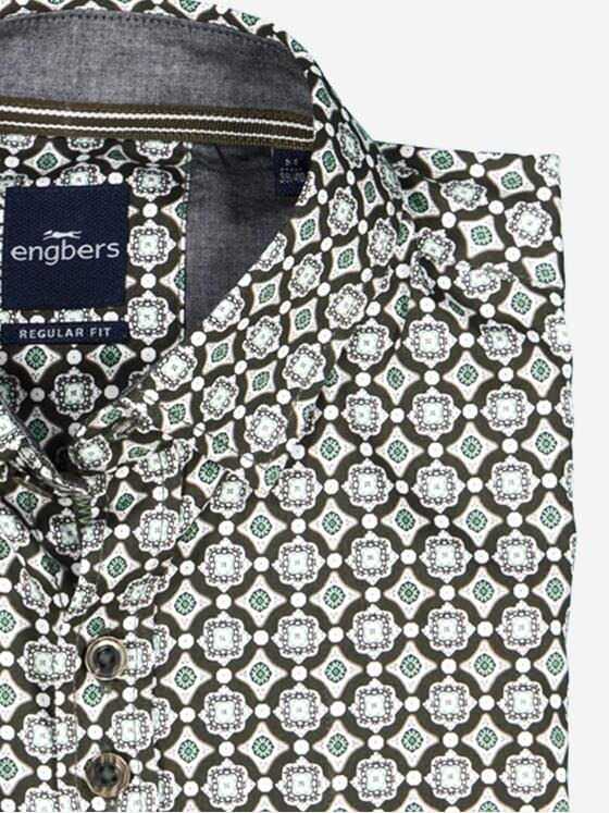 engbers Herren Langarm-Hemd gemustert Gruen 38017