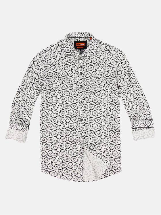 emilio adani Herren Modisches Langarmhemd mit floraler Musterung Schwarz 31542
