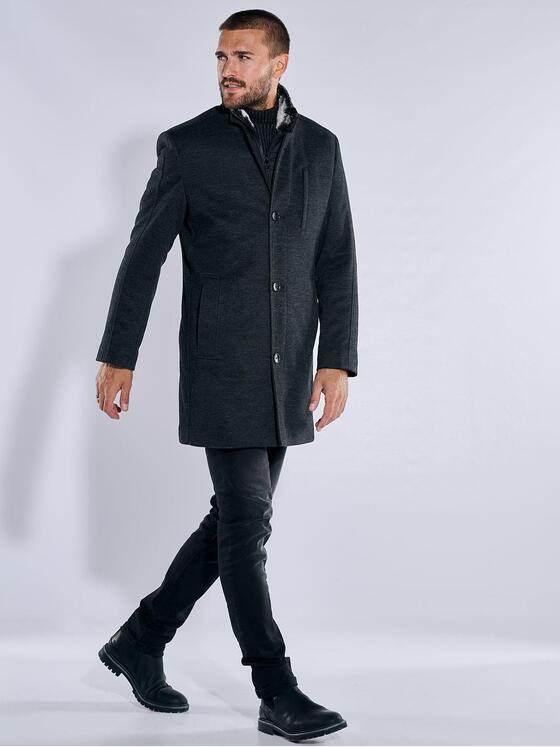 emilio adani Herren Mantel slim fit Schwarz 37579