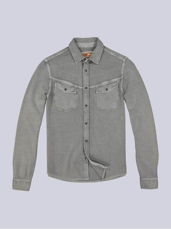 emilio adani Herren Langarm-Shirt mit Polo-Kragen Grau 35622