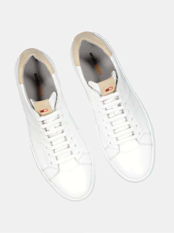 emilio adani Herren Sneaker aus Leder Weiß 34482