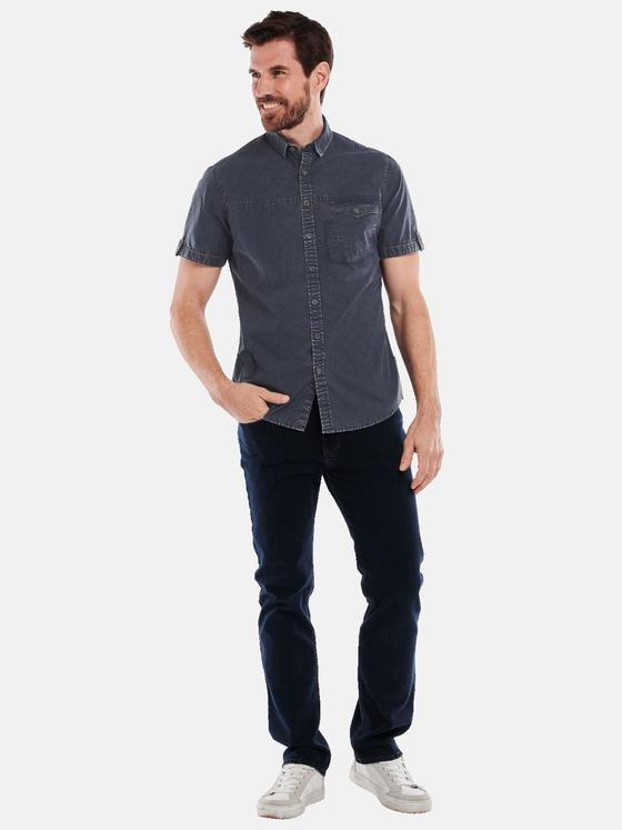 engbers Herren Kurzarm-Hemd gestreift Blau 34757