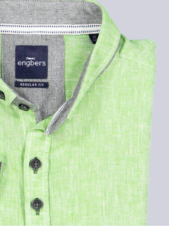 engbers Herren Kurzarm-Hemd mit Leinenanteil Hellgruen 38377