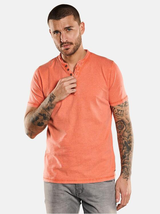 emilio adani Herren Henley-Shirt Orange 33031