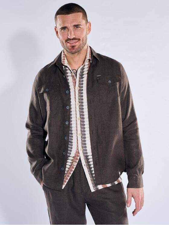 emilio adani Herren Hemd uni Dunkelbraun 40344