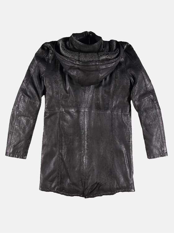emilio adani Herren Lederjacke im Parkastyle Schwarz 30209