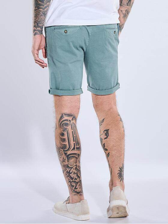 emilio adani Herren Bermuda Chino mit Tunnelzug Petrolblau 40739