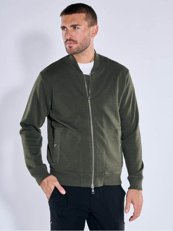 emilio adani Herren Sweatjacke mit Bomber-Kragen Oliv 39615