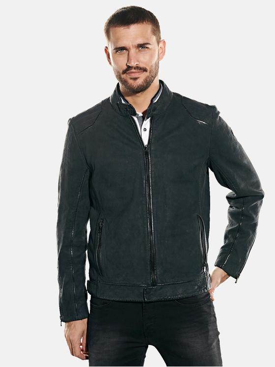 emilio adani Herren Lederjacke Nubuk Blau 31758