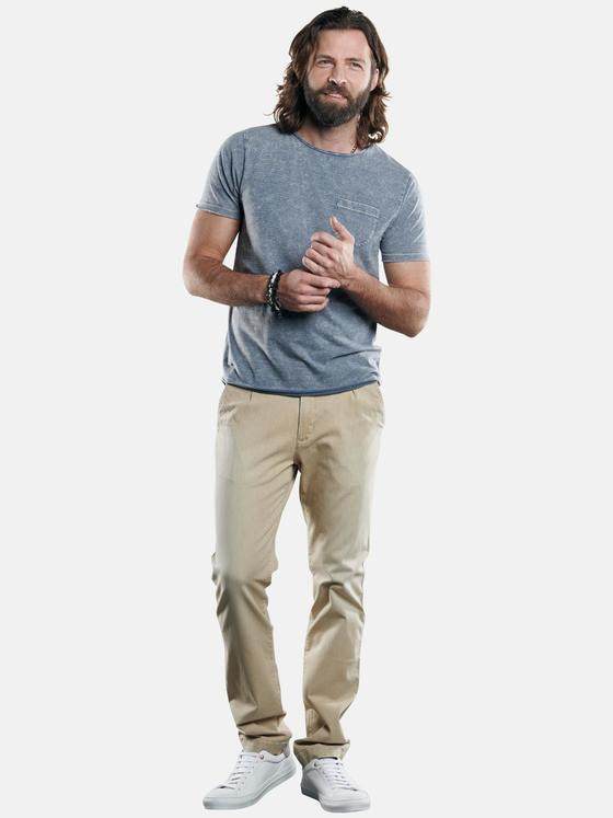 emilio adani Herren Slub-Jersey-Shirt mit dezentem Streifenmuster Blau 29250