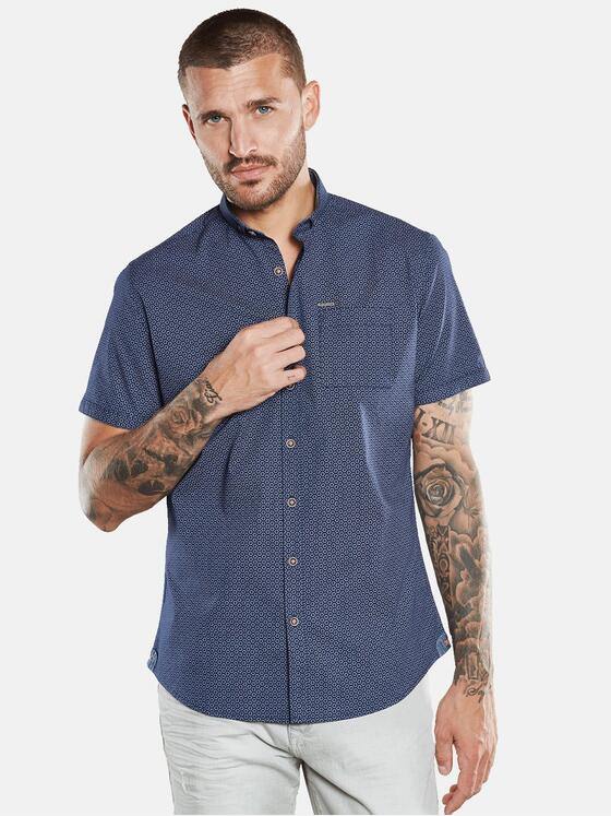 emilio adani Herren Kurzarm-Hemd gemustert Blau 33404