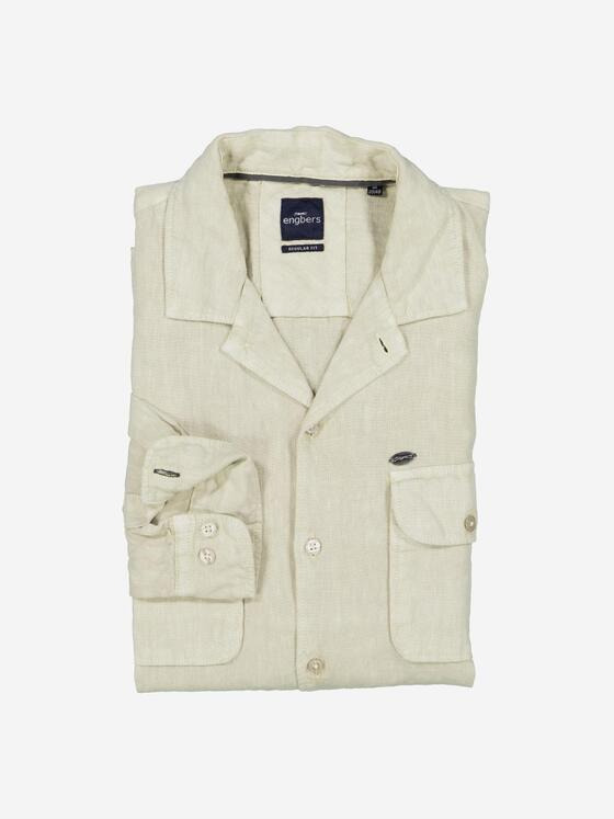 engbers Herren Langarm-Hemd aus Leinen Beige 37020