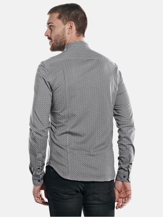 emilio adani Herren Langarm-Hemd gemustert Kieselgrau 32024