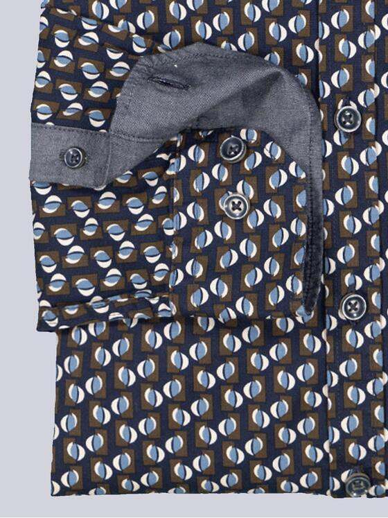 engbers Herren Langarm-Hemd gemustert Blau 35599