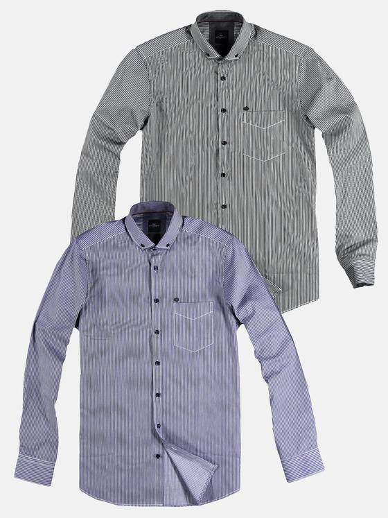 engbers Herren Streifenhemd Vollzwirn Saphirblau 28960