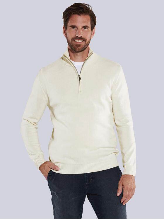 engbers Herren Pullover mit Troyerkragen Weiß 35743