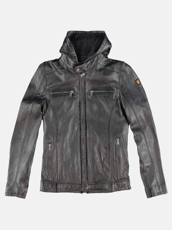 emilio adani Herren Lederjacke Schwarz 31063