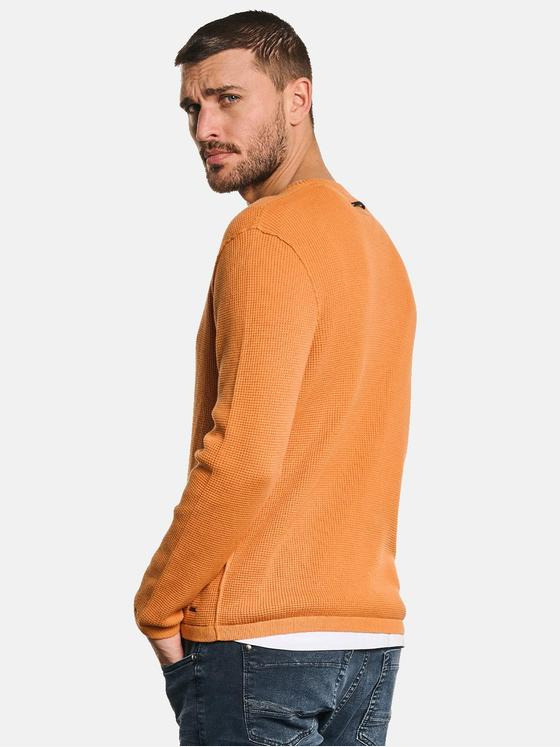 emilio adani Herren Pullover mit feiner Struktur Orange 32837