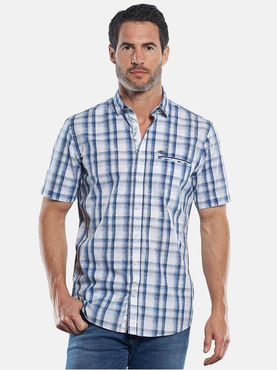 engbers Herren Sommerliches Karohemd mit dezenten Kontrastdetails Marineblau 29608