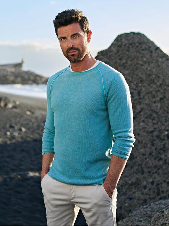 engbers Herren Pullover uni Mittelblau 38680