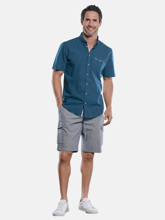 engbers Herren Sommerliches Kurzarmhemd mit floralen Kontrastdetails Saphirblau 29782