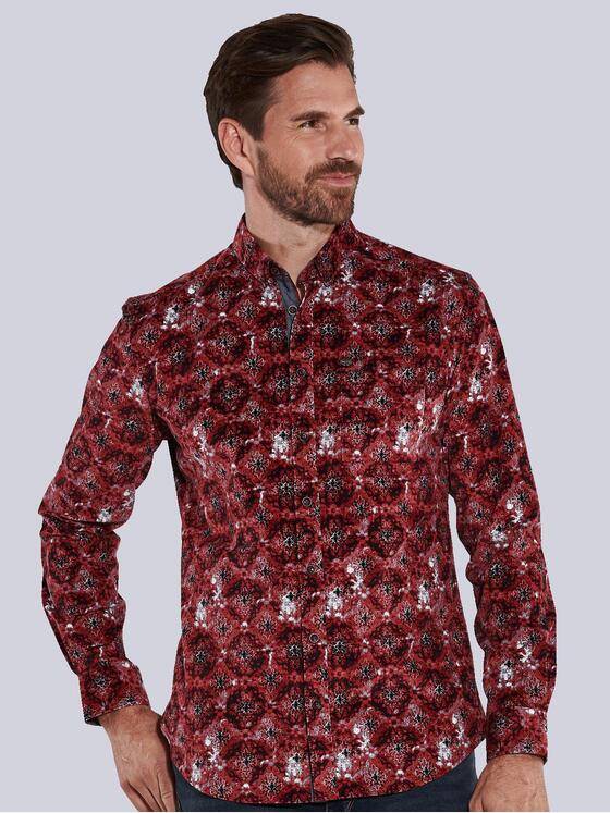 engbers Herren Langarm-Hemd gemustert Rot 35603