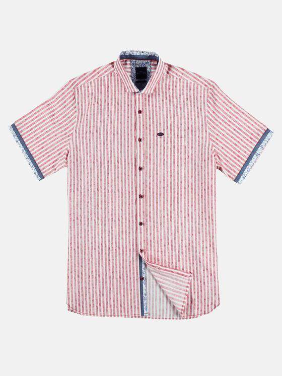 engbers Herren Gestreiftes Kurzarmhemd mit Kontrastdetails Signalrot 29891