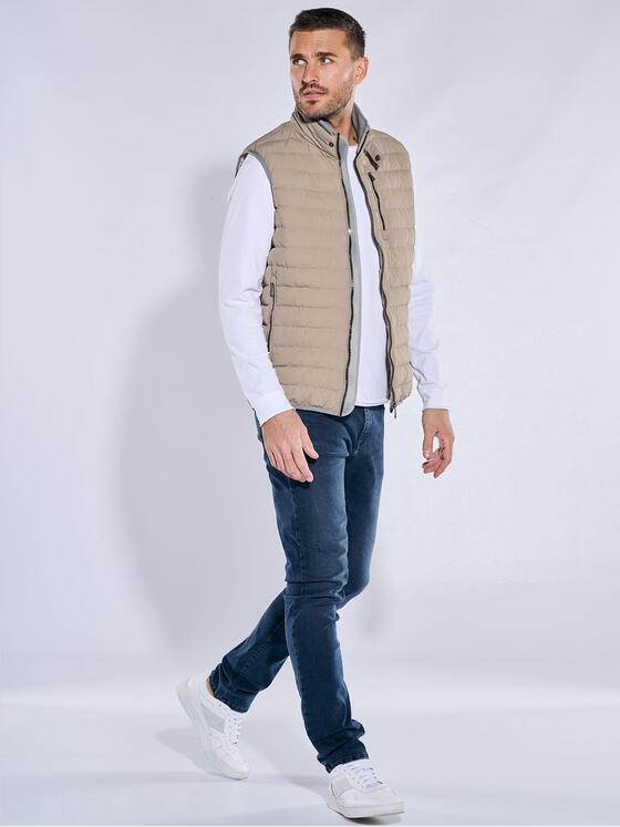 emilio adani Herren Steppweste slim fit Beige 38277