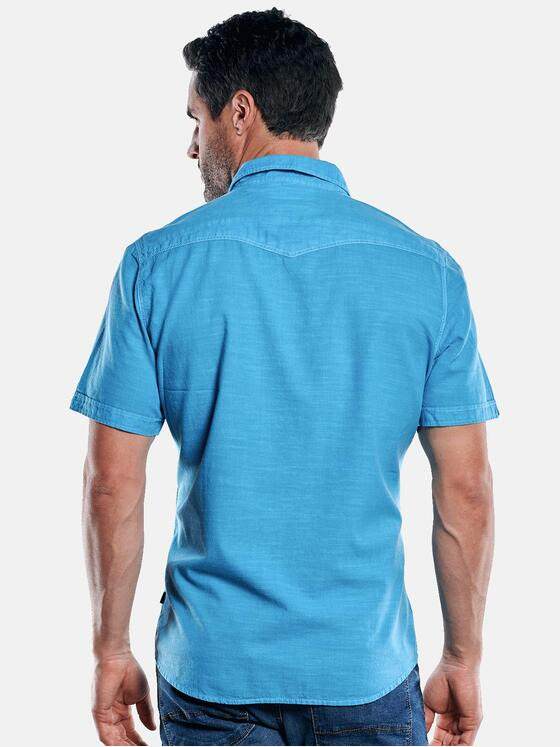engbers Herren Sommerhemd mit dezenten Kontrastdetails Cyanblau 29846