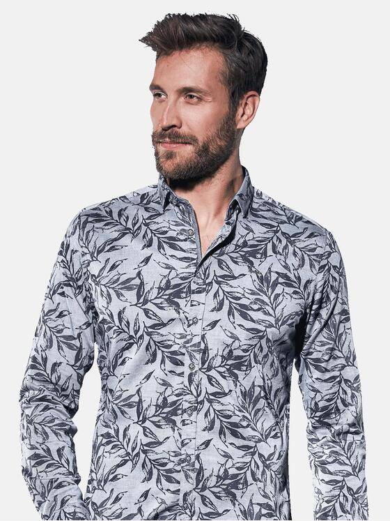 emilio adani Herren Langarmhemd mit Floralprint Blau 30869