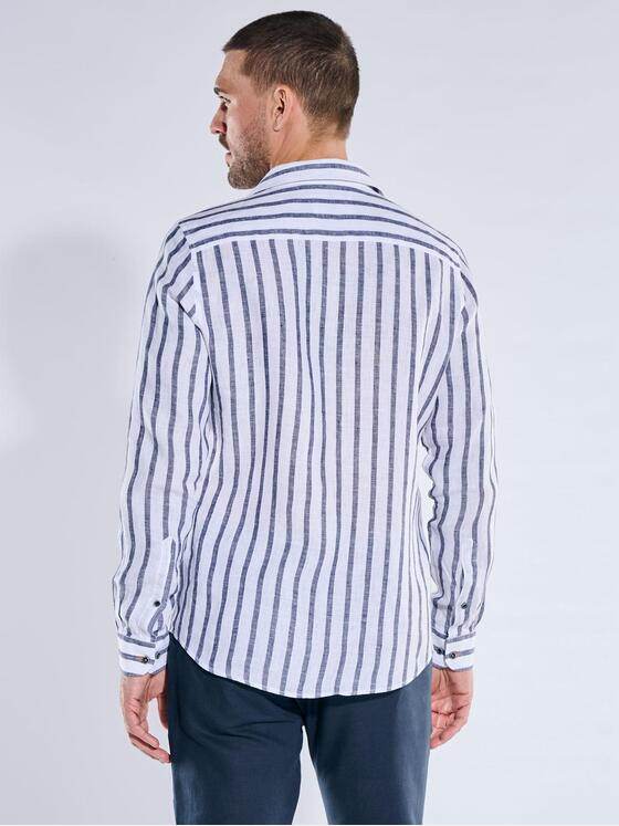 emilio adani Herren Leinen-Hemd mit Streifenmuster Brilliantblau 40341