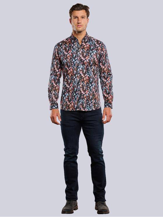 ENGBERS GERMANY Herren Langarm-Hemd mit Satin-Anteil Orange 33794