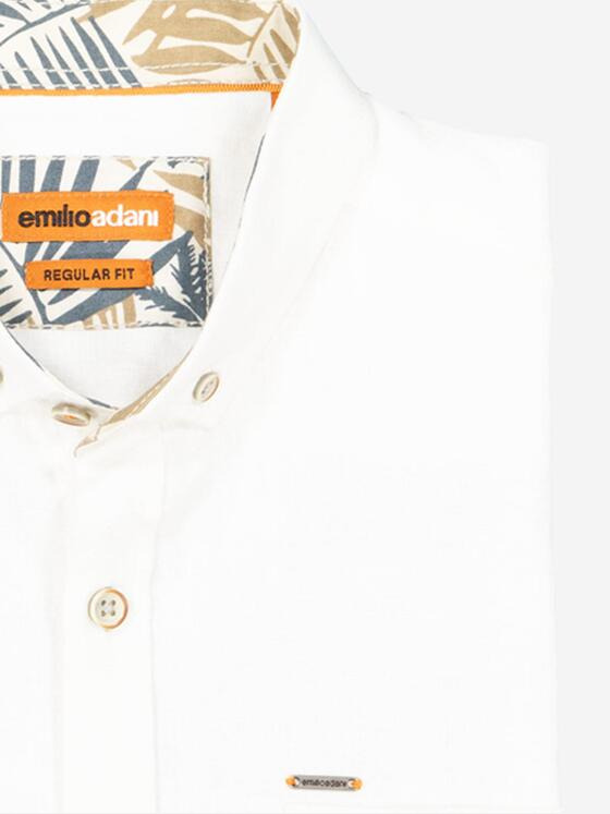 emilio adani Herren Kurzarm-Hemd aus Leinen Weiß 36853