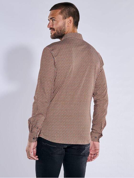 emilio adani Herren Langarm-Hemd gemustert Orange 37675