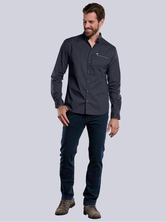 engbers Herren Langarm-Hemd gemustert Schwarz 33799