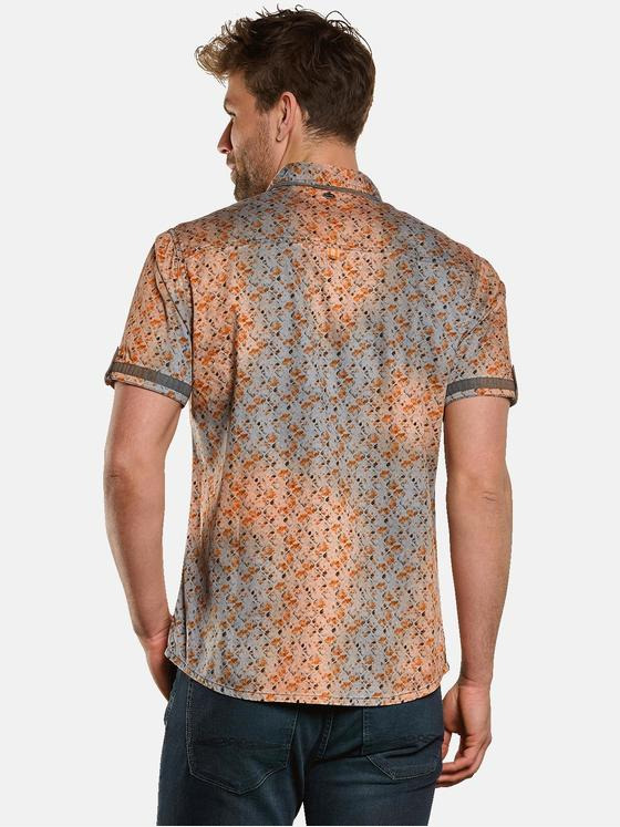 engbers Herren Kurzarm-Hemd gemustert Dunkelorange 33038