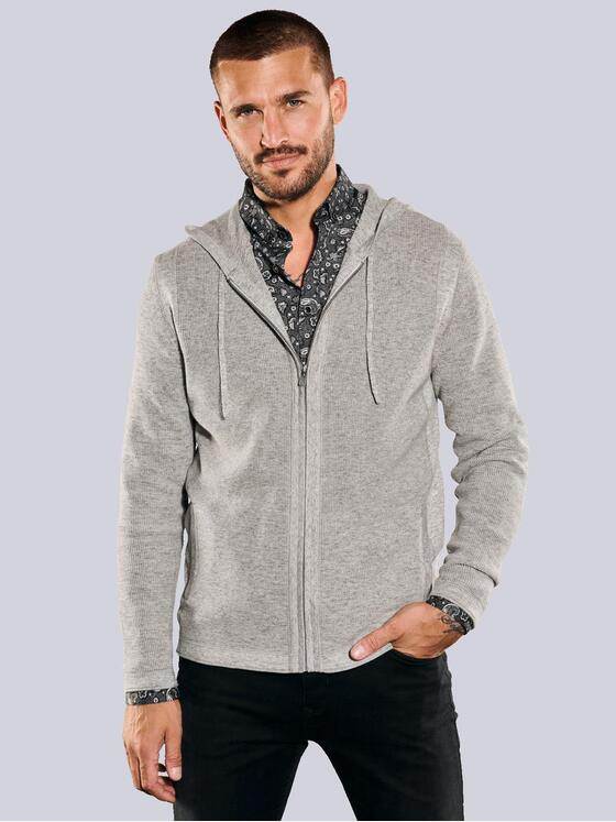 emilio adani Herren Strickjacke mit Kapuze Weiß 35594