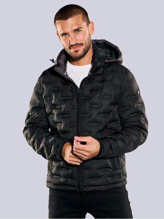 emilio adani Herren Steppjacke mit abnehmbarer Kapuze Schwarz 35200