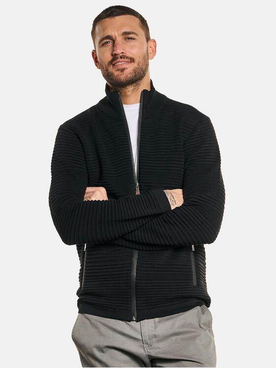 emilio adani Herren Cardigan mit Struktur Schwarz 32691