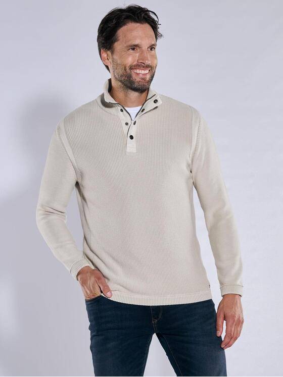 engbers Herren Strickpullover mit Troyerkragen Braunbeige 38150