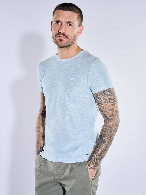 emilio adani Herren Rundhals T-Shirt Hellblau 40795