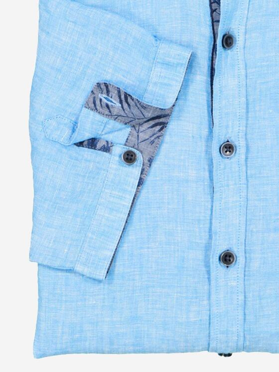 engbers Herren Kurzarm-Hemd aus Leinen Petrolblau 36631