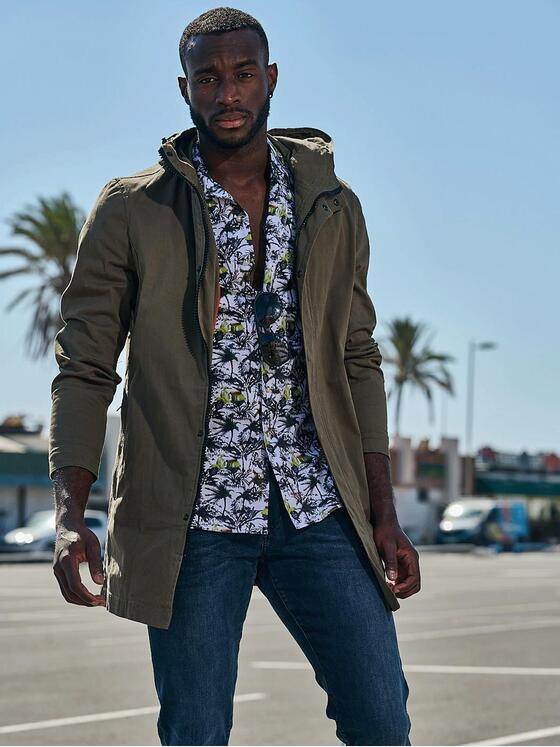 emilio adani Herren Parka aus Baumwolle Grün 32586