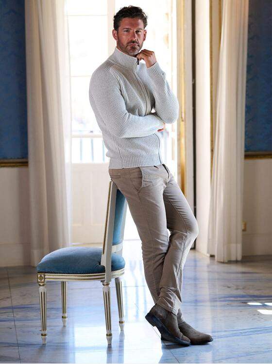 emilio adani Herren Strickjacke strukturiert Naturweiss 39558