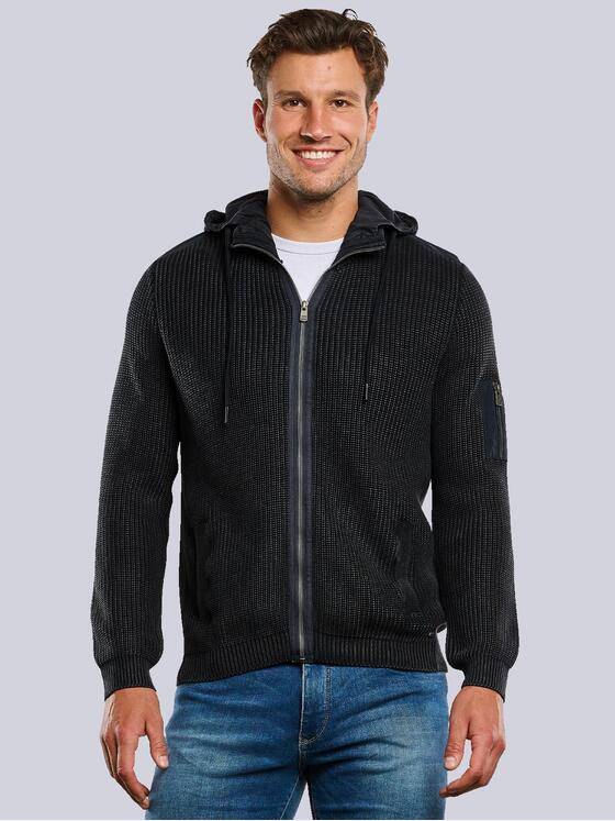 engbers Herren Cardigan mit Kapuze Saphirblau 33815