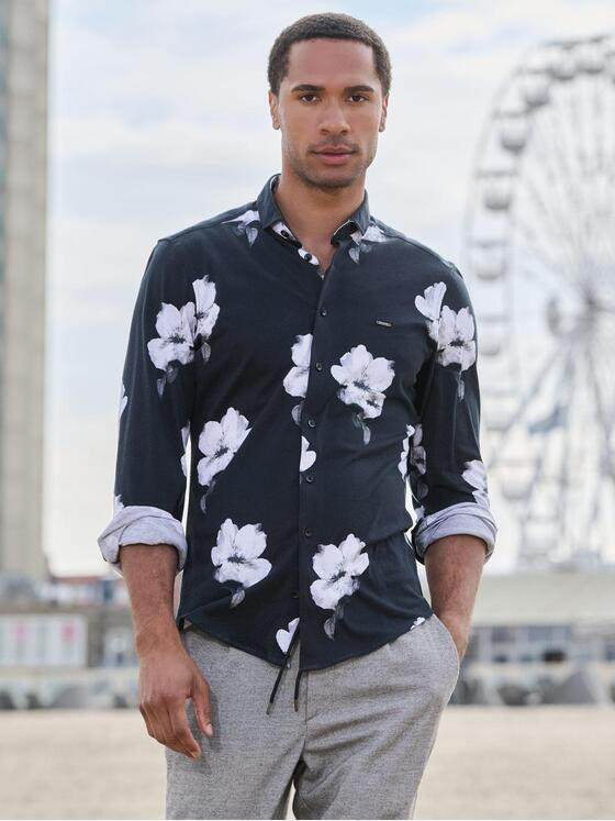 emilio adani Herren Hemd langarm Schwarz 39602